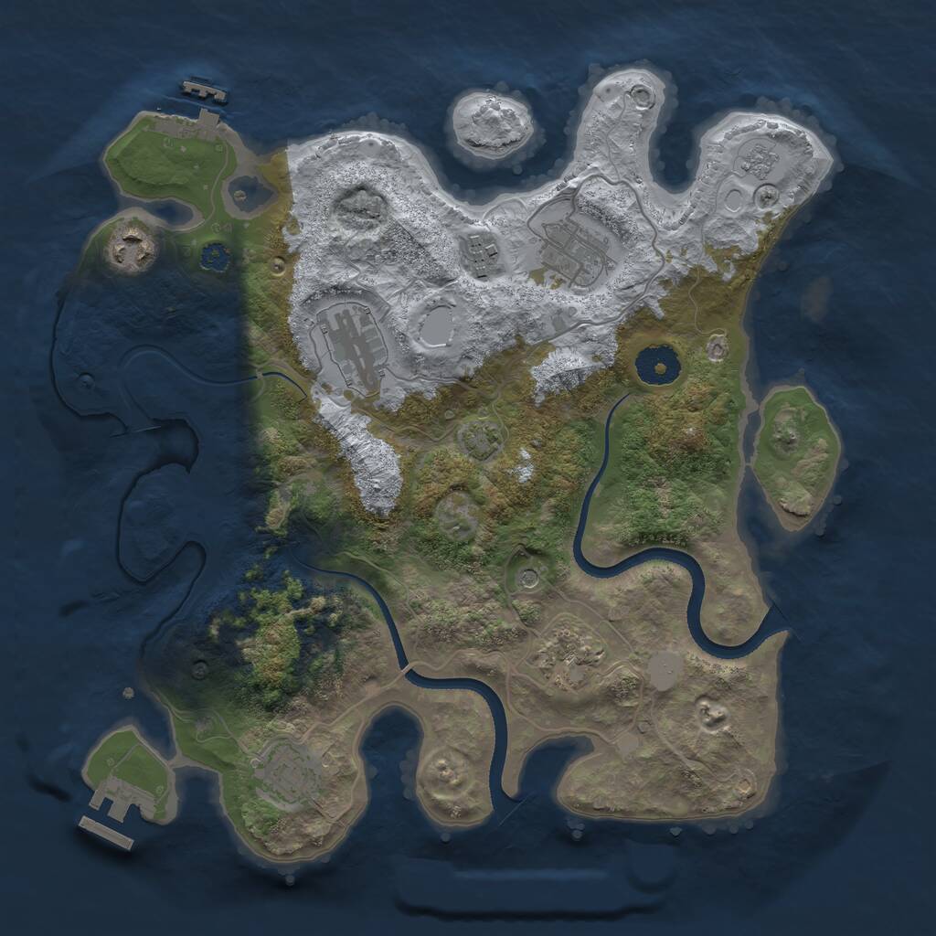 Rust Map: Procedural Map, Size: 3314, Seed: 1, 12 Monuments