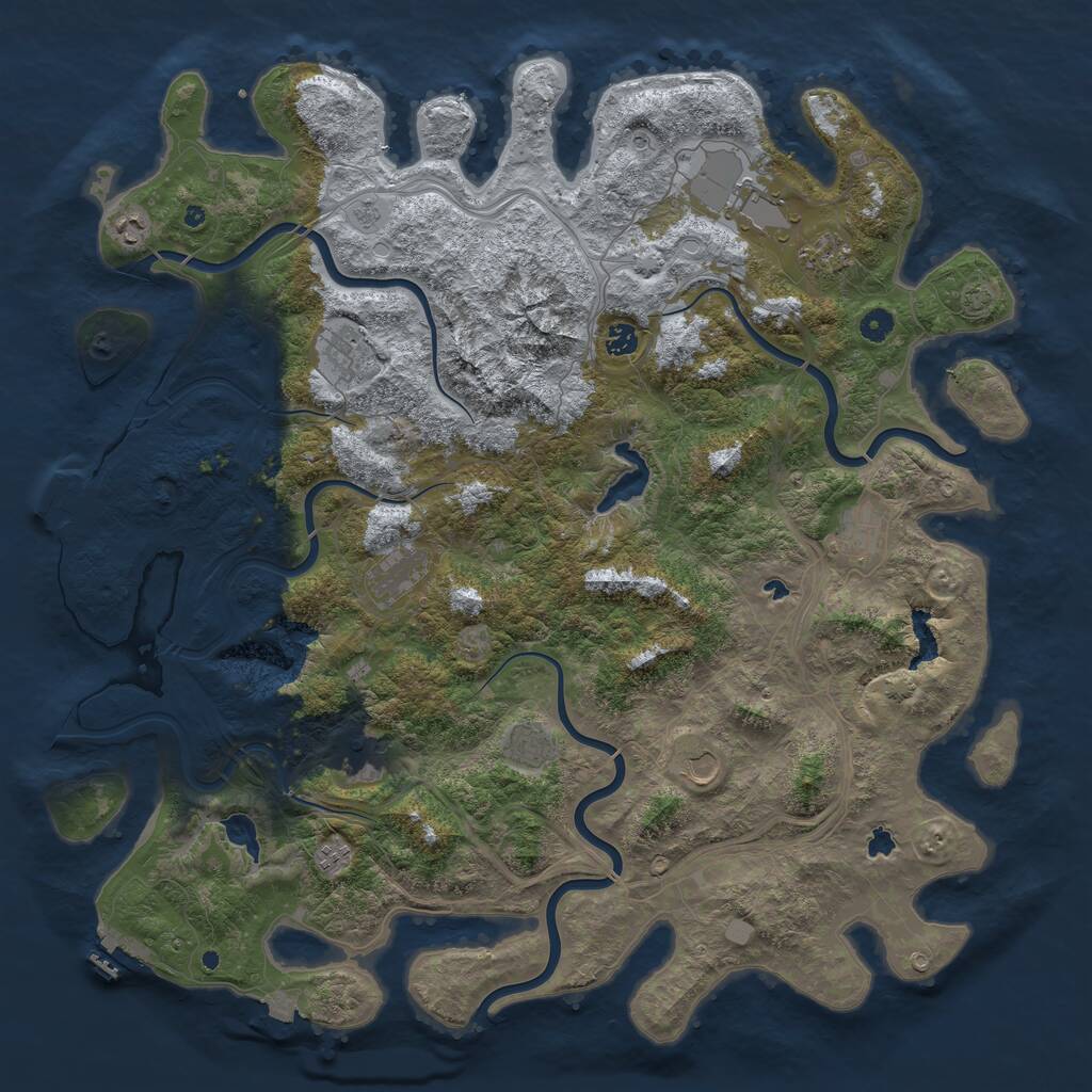 Rust Map: Procedural Map, Size: 5000, Seed: 37253212, 17 Monuments