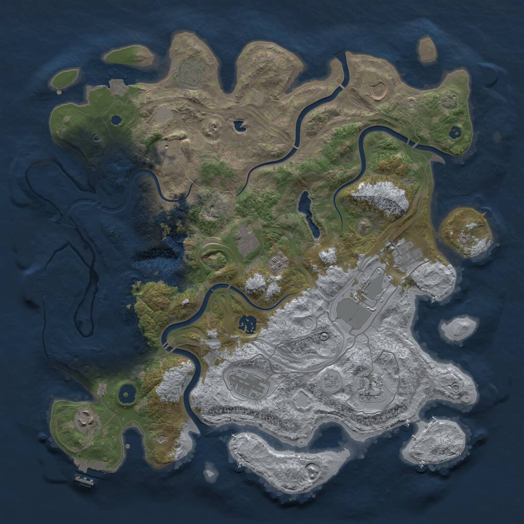 Rust Map: Procedural Map, Size: 4250, Seed: 797199303, 17 Monuments