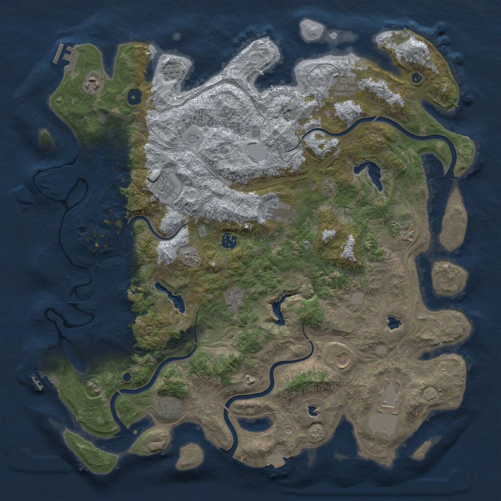 Rust Map: Procedural Map, Size: 4800, Seed: 43276464, 17 Monuments