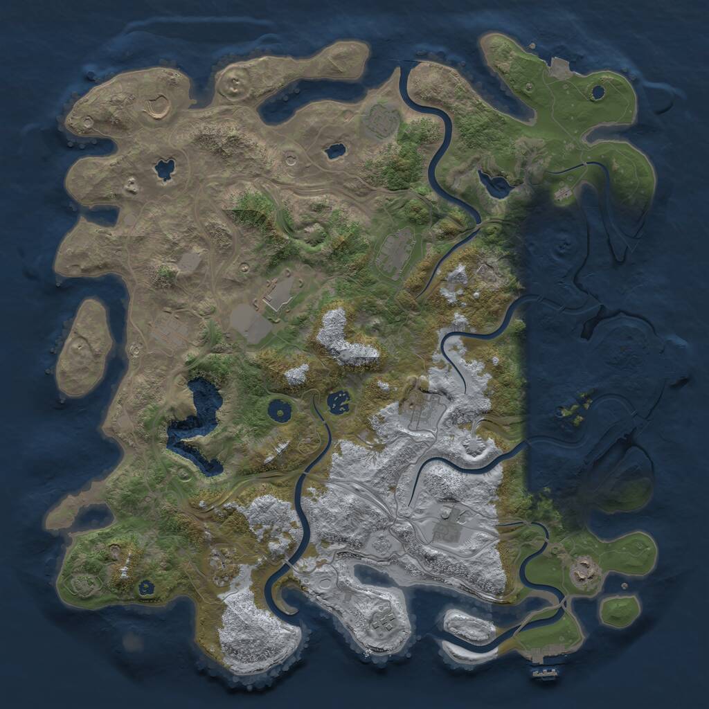 Rust Map: Procedural Map, Size: 4500, Seed: 1850862576, 17 Monuments