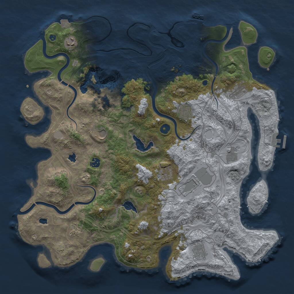 Rust Map: Procedural Map, Size: 4500, Seed: 306803820, 17 Monuments