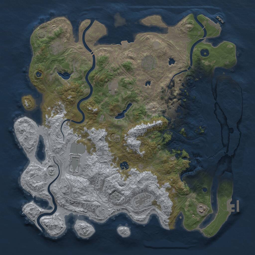 Rust Map: Procedural Map, Size: 4500, Seed: 2079926204, 16 Monuments