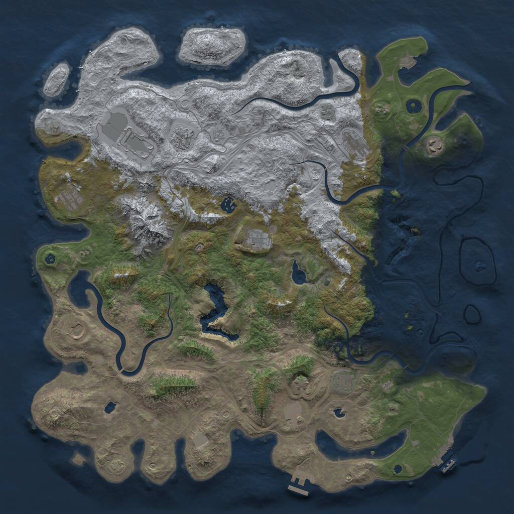 Rust Map: Procedural Map, Size: 5000, Seed: 530082891, 17 Monuments