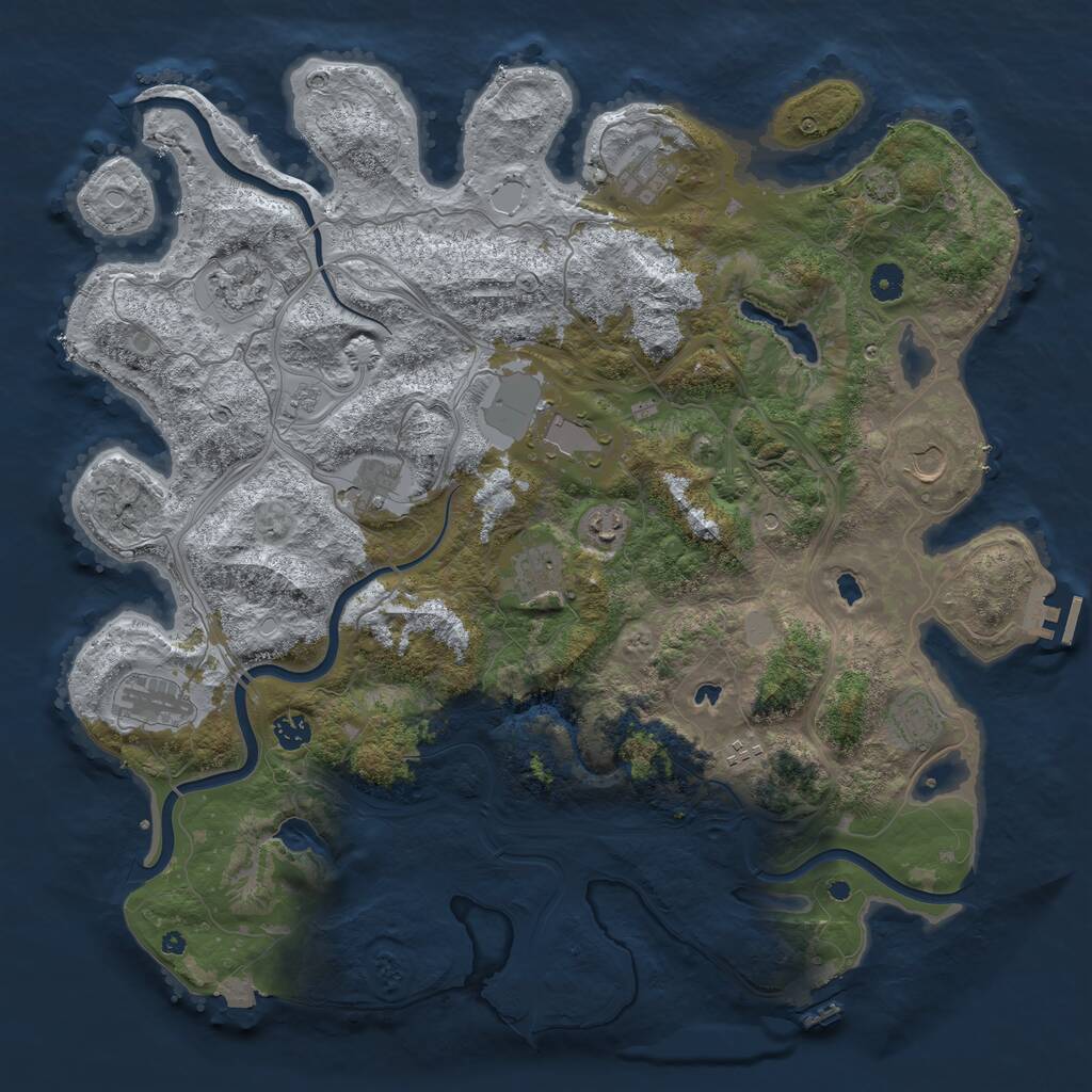 Rust Map: Procedural Map, Size: 4500, Seed: 122787208, 17 Monuments