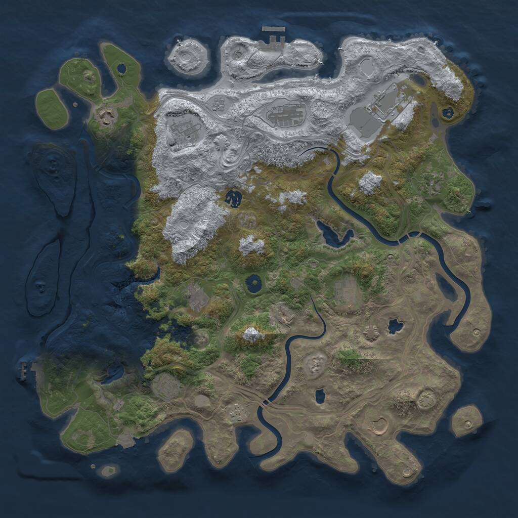 Rust Map: Procedural Map, Size: 4500, Seed: 170043447, 17 Monuments