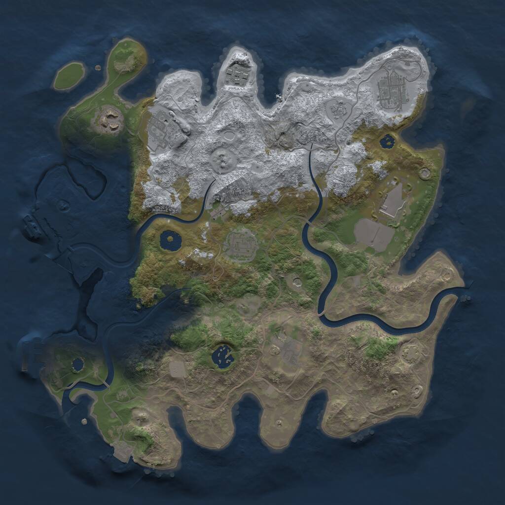 Rust Map: Procedural Map, Size: 3500, Seed: 3284, 14 Monuments
