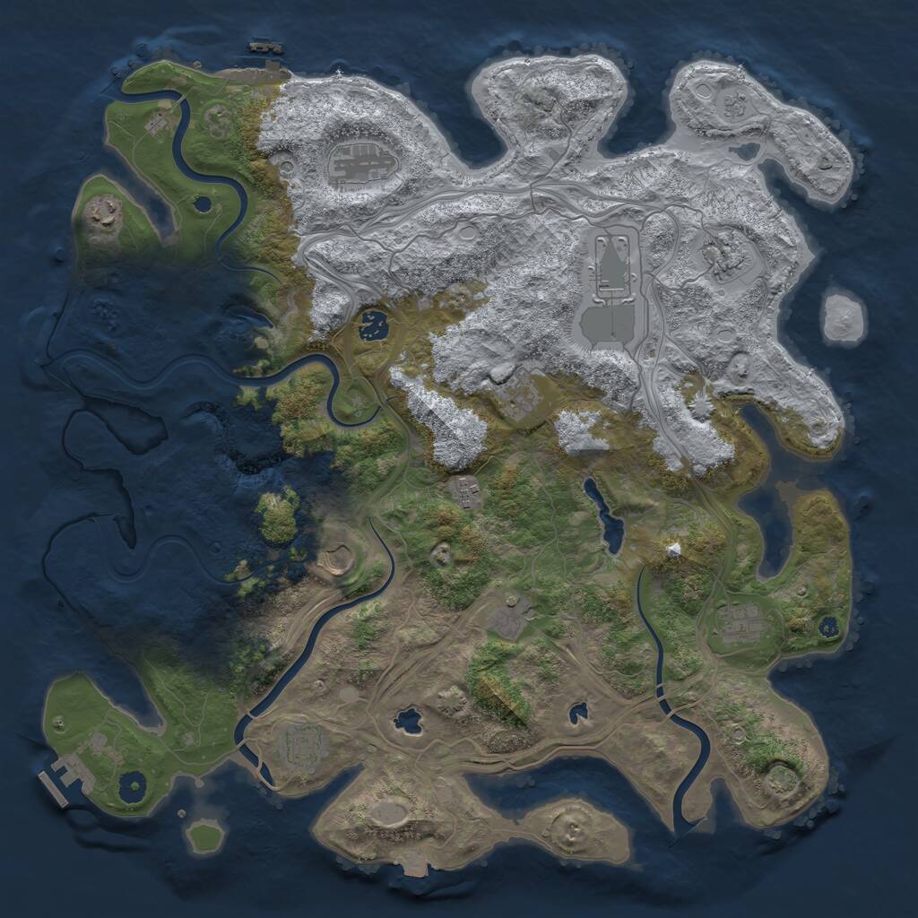 Rust Map: Procedural Map, Size: 4500, Seed: 2130957085, 17 Monuments