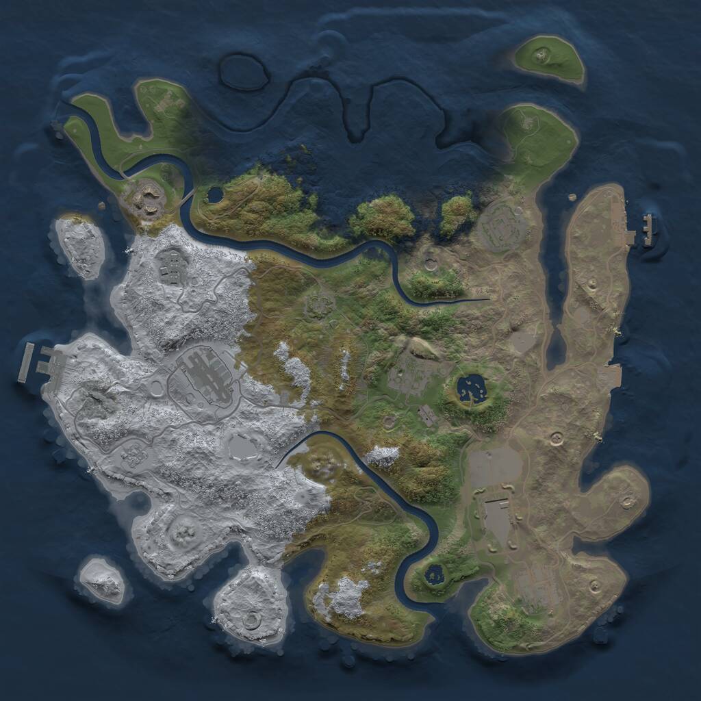 Rust Map: Procedural Map, Size: 3500, Seed: 752123609, 14 Monuments