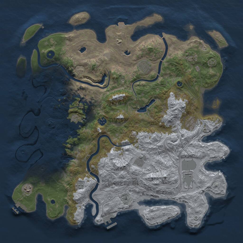 Rust Map: Procedural Map, Size: 4500, Seed: 2044984750, 15 Monuments
