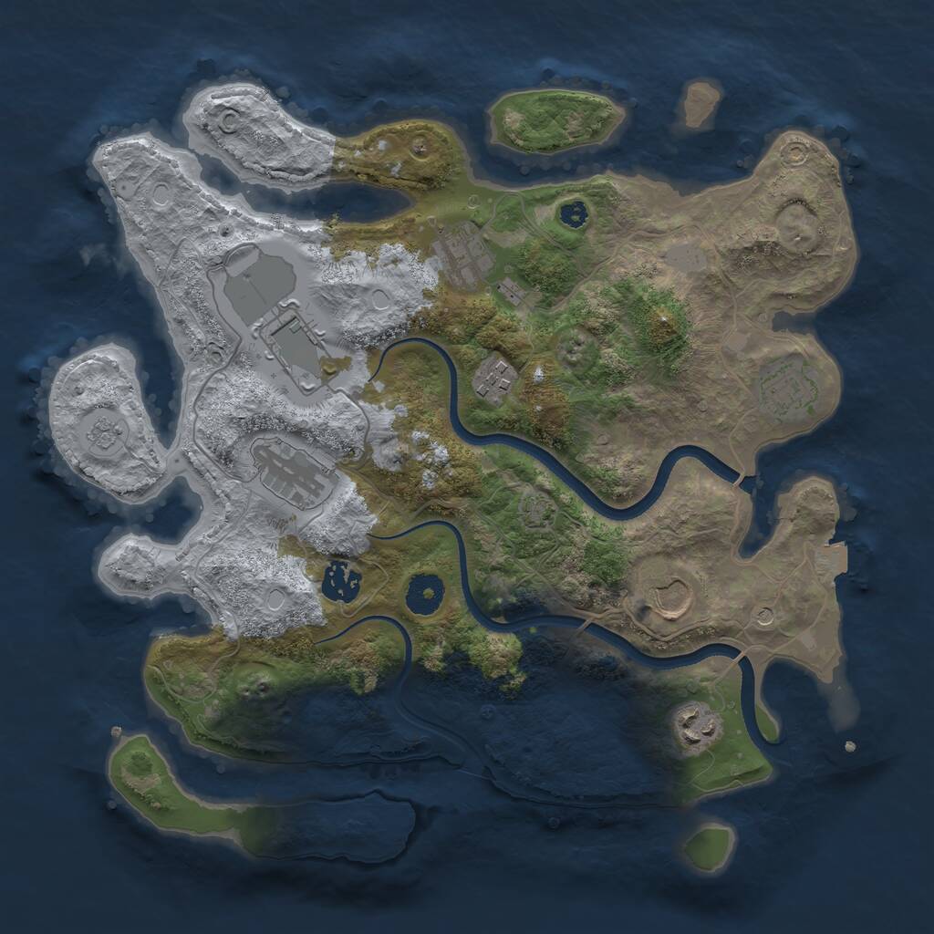 Rust Map: Procedural Map, Size: 3500, Seed: 583949462, 12 Monuments