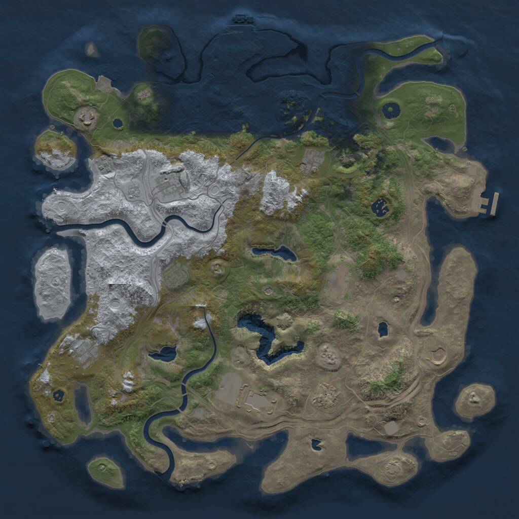 Rust Map: Procedural Map, Size: 4500, Seed: 849286552, 17 Monuments