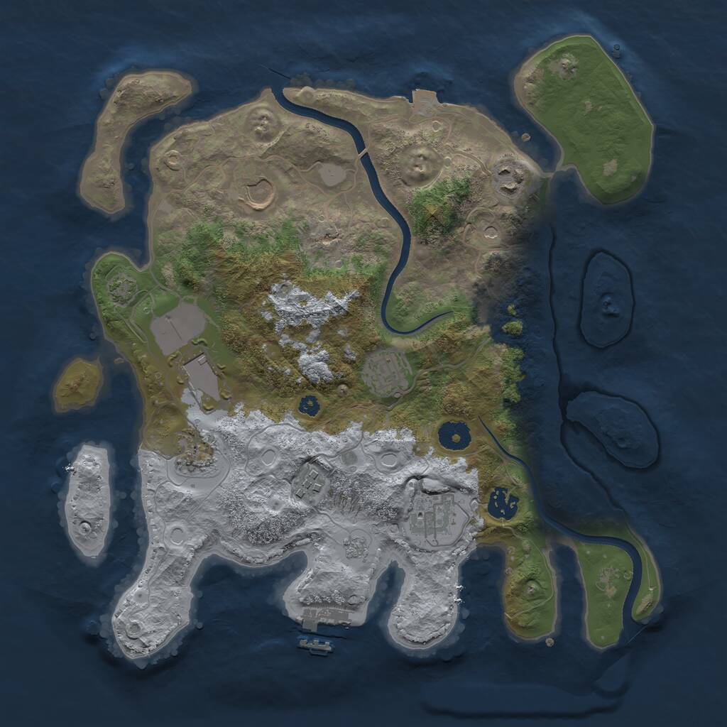Rust Map: Procedural Map, Size: 3500, Seed: 2050969454, 13 Monuments