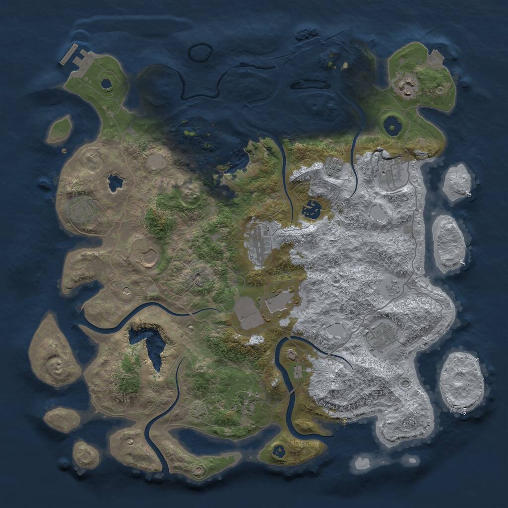 Rust Map: Procedural Map, Size: 4100, Seed: 2054042320, 16 Monuments