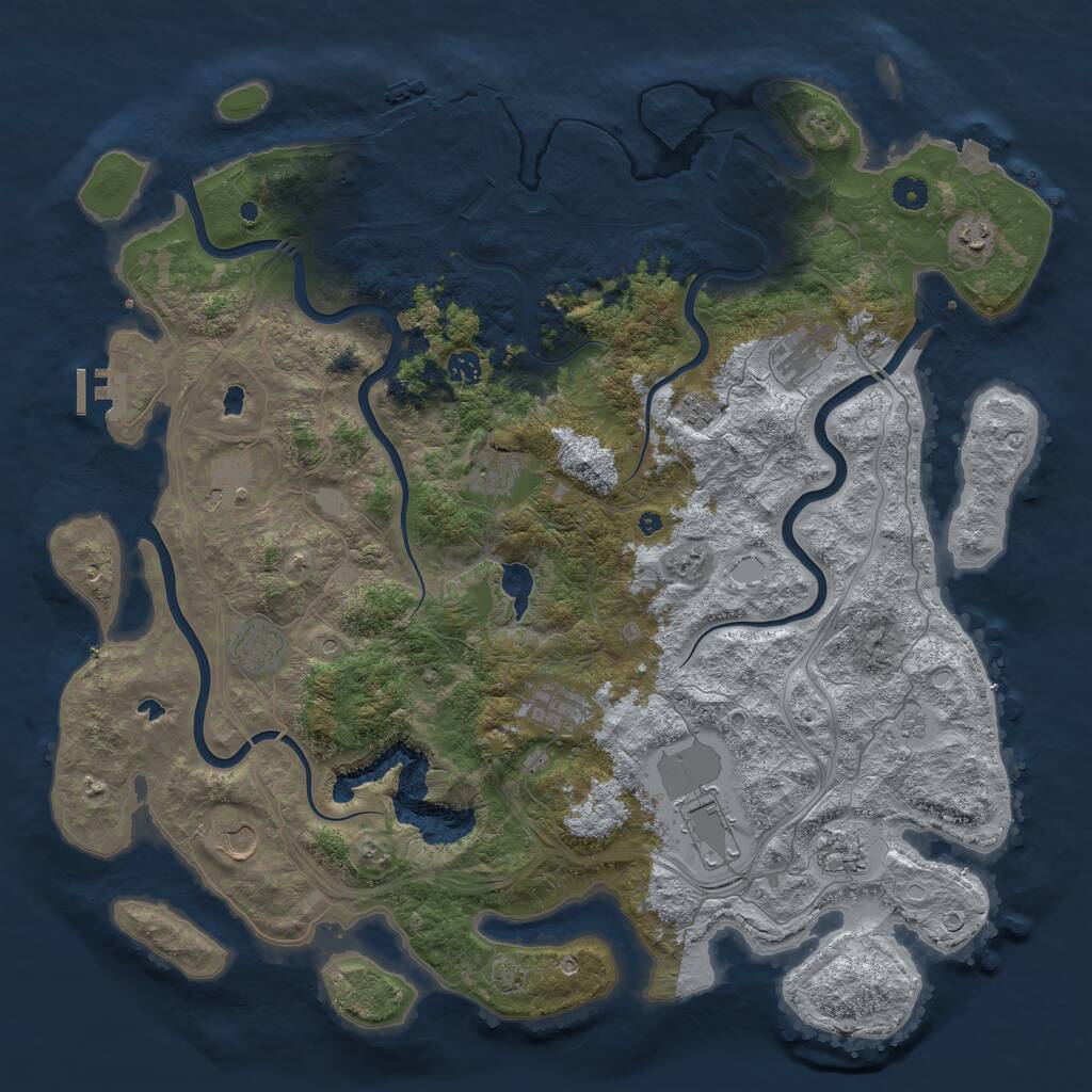 Rust Map: Procedural Map, Size: 4700, Seed: 650116026, 17 Monuments