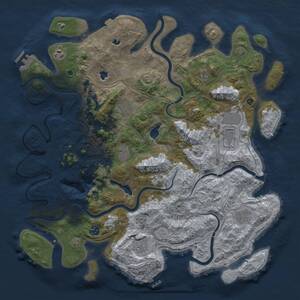 Thumbnail Rust Map: Procedural Map, Size: 4500, Seed: 220174944, 15 Monuments