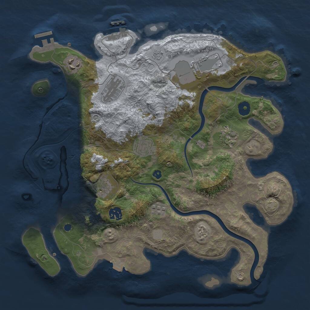 Rust Map: Procedural Map, Size: 3500, Seed: 1850225496, 14 Monuments