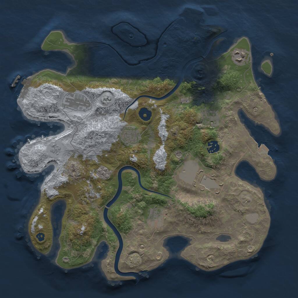 Rust Map: Procedural Map, Size: 3500, Seed: 1914932630, 15 Monuments