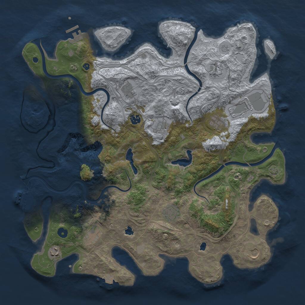 Rust Map: Procedural Map, Size: 4500, Seed: 635111786, 17 Monuments
