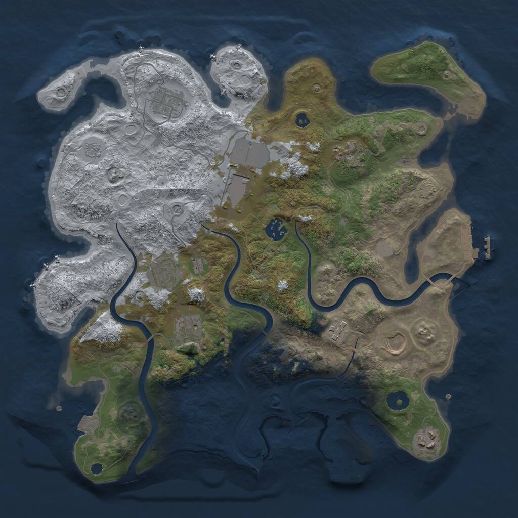 Rust Map: Procedural Map, Size: 3650, Seed: 7952797, 15 Monuments