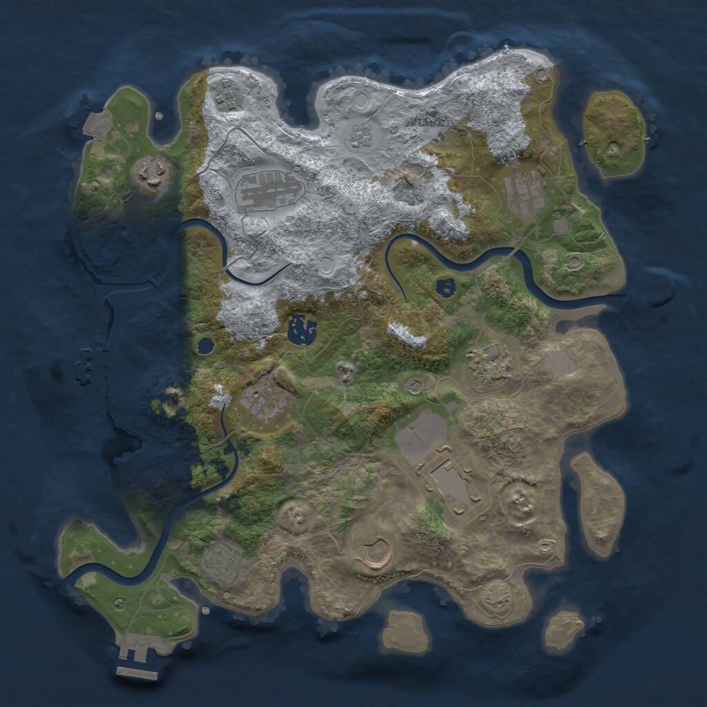 Rust Map: Procedural Map, Size: 3500, Seed: 1017775726, 16 Monuments