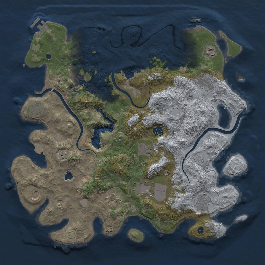 Rust Map: Procedural Map, Size: 4000, Seed: 717612556, 17 Monuments