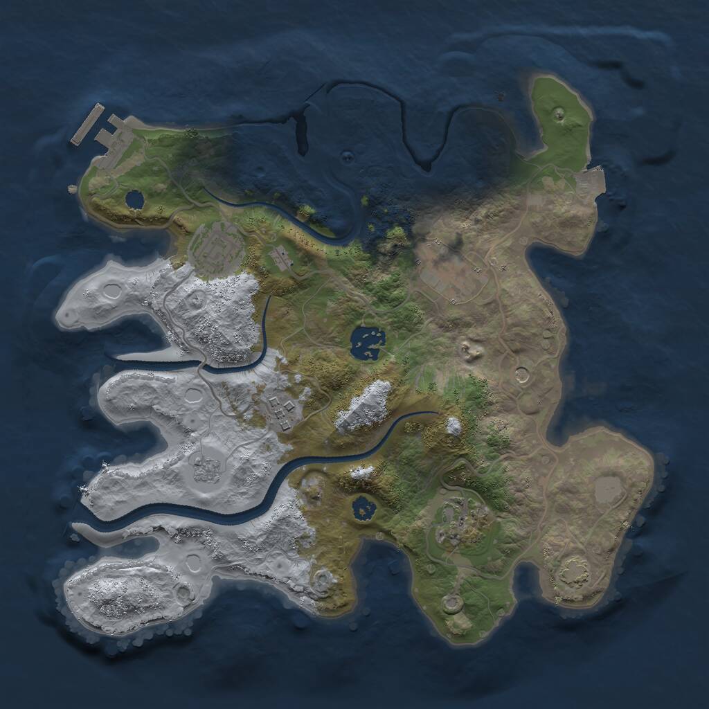 Rust Map: Procedural Map, Size: 3000, Seed: 65154, 10 Monuments