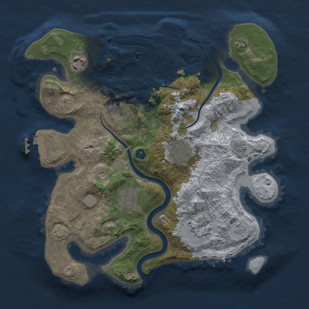 Rust Map: Procedural Map, Size: 3000, Seed: 381042219, 12 Monuments