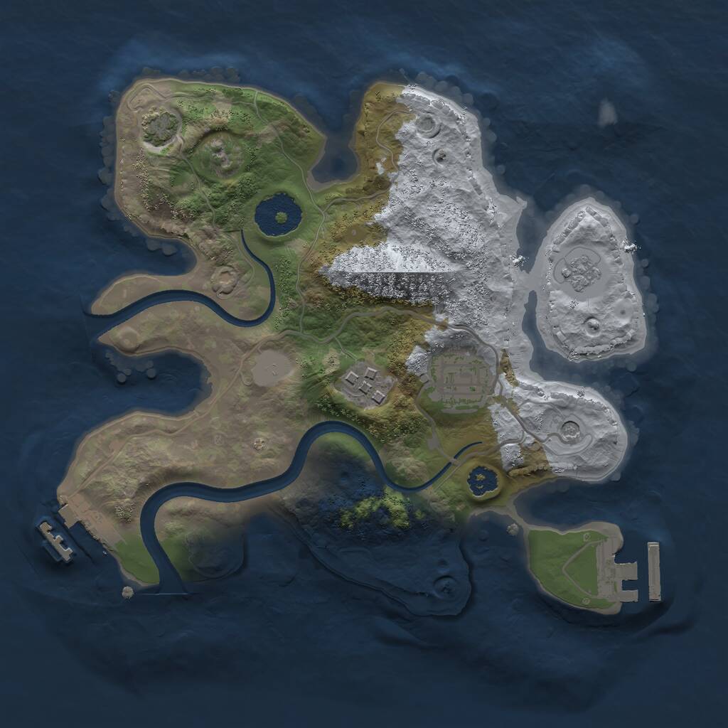 Rust Map: Procedural Map, Size: 2500, Seed: 1331, 8 Monuments