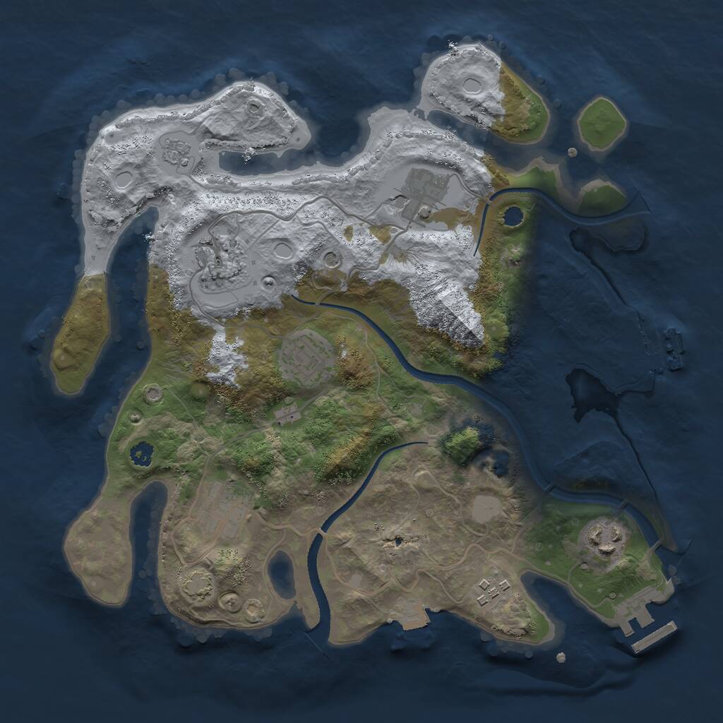 Rust Map: Procedural Map, Size: 3000, Seed: 504891, 12 Monuments