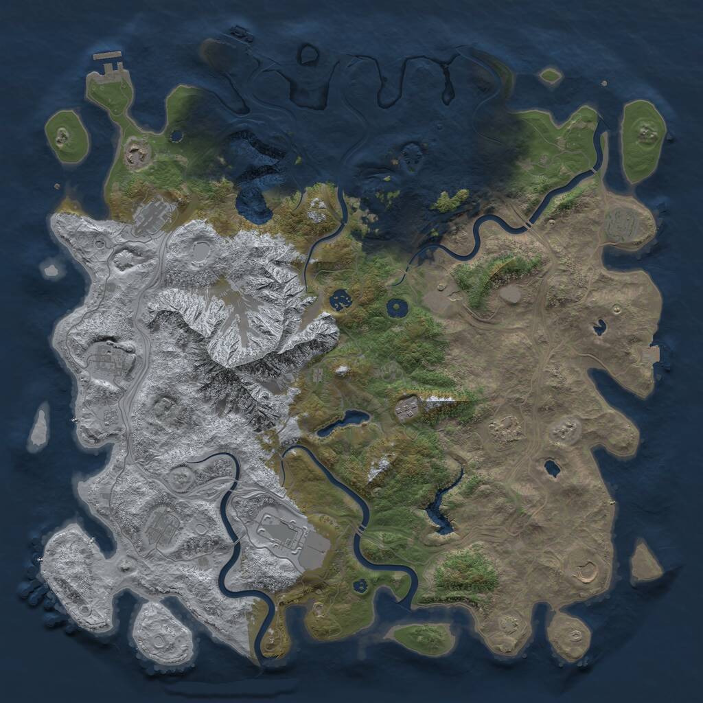 Rust Map: Procedural Map, Size: 5000, Seed: 307821403, 17 Monuments