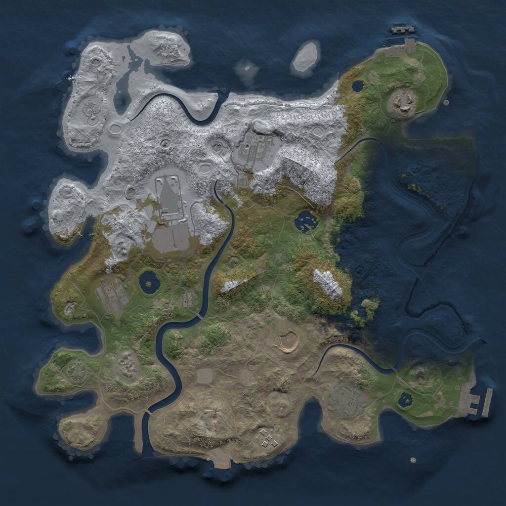 Rust Map: Procedural Map, Size: 3500, Seed: 450623, 14 Monuments