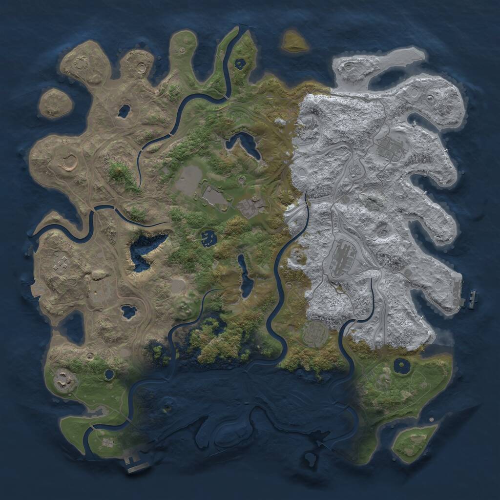 Rust Map: Procedural Map, Size: 4500, Seed: 161001634, 17 Monuments
