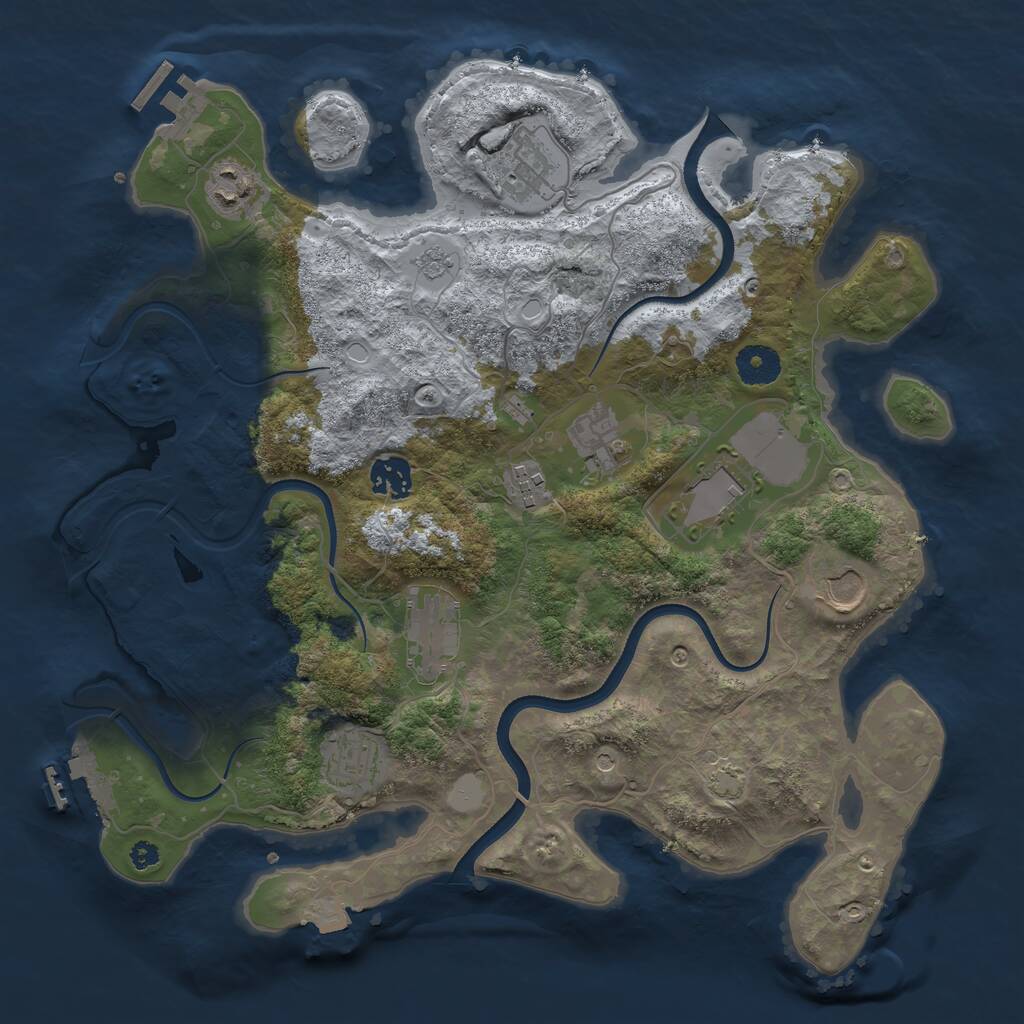 Rust Map: Procedural Map, Size: 3600, Seed: 1352784769, 15 Monuments