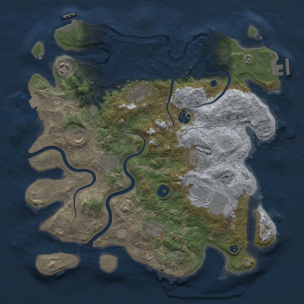 Rust Map: Procedural Map, Size: 3750, Seed: 792043460, 15 Monuments