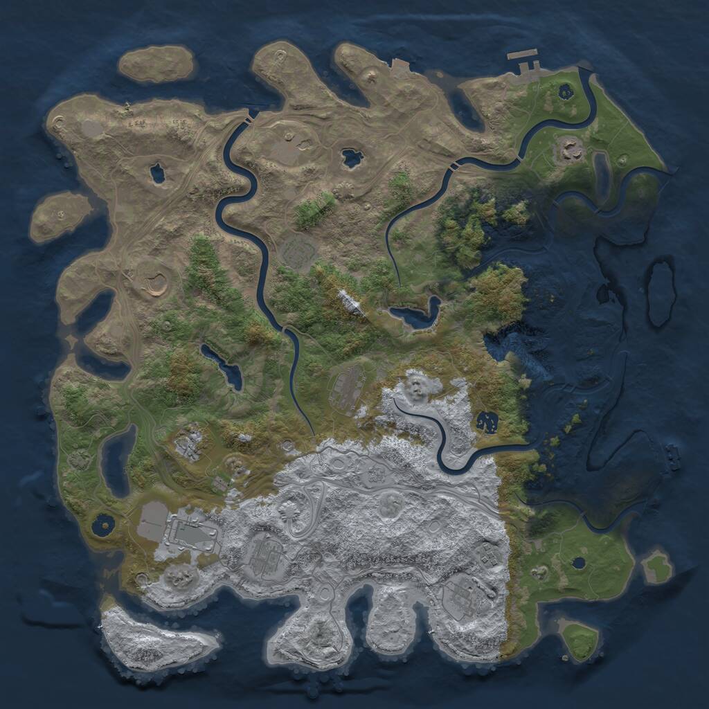 Rust Map: Procedural Map, Size: 4700, Seed: 988052421, 17 Monuments