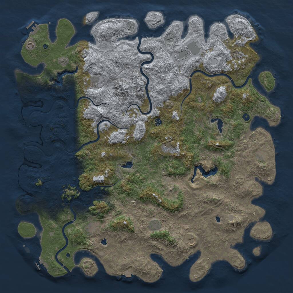Rust Map: Procedural Map, Size: 6000, Seed: 160320, 17 Monuments
