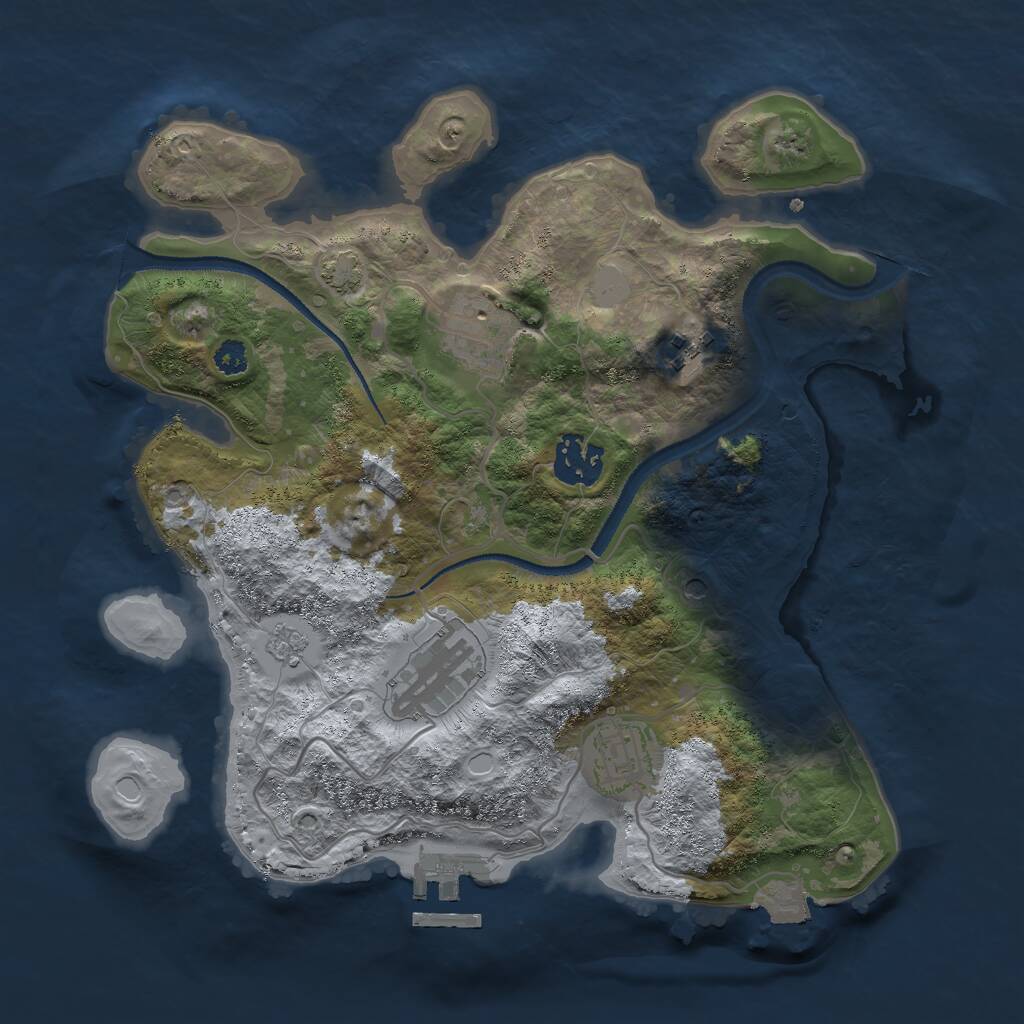 Rust Map: Procedural Map, Size: 3000, Seed: 688942479, 10 Monuments