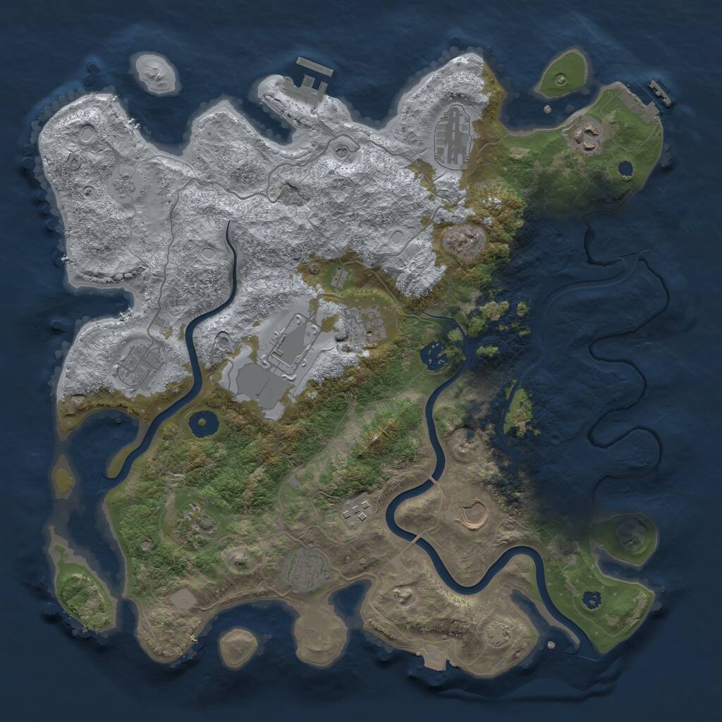 Rust Map: Procedural Map, Size: 3850, Seed: 533641288, 16 Monuments
