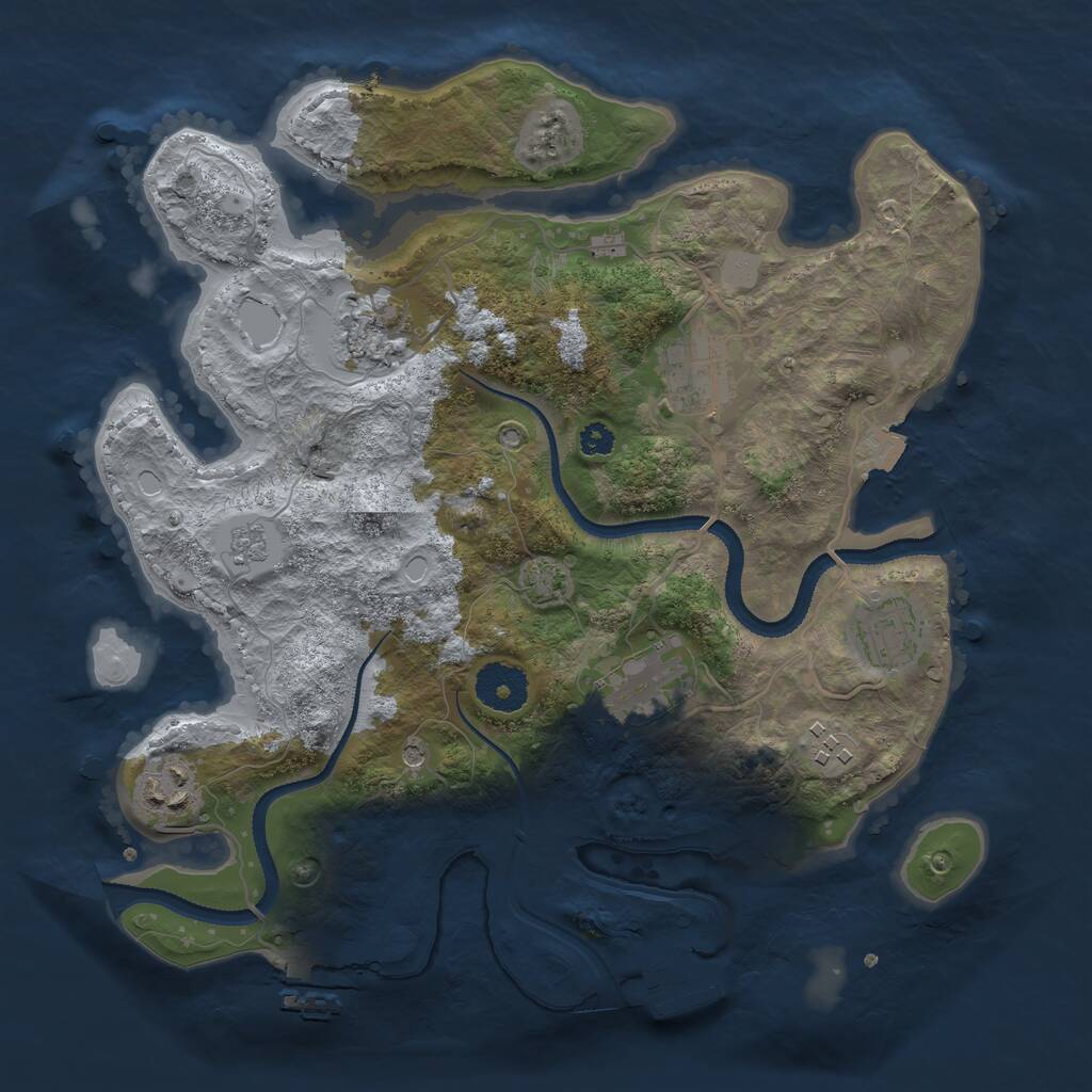 Rust Map: Procedural Map, Size: 3200, Seed: 1032459024, 12 Monuments