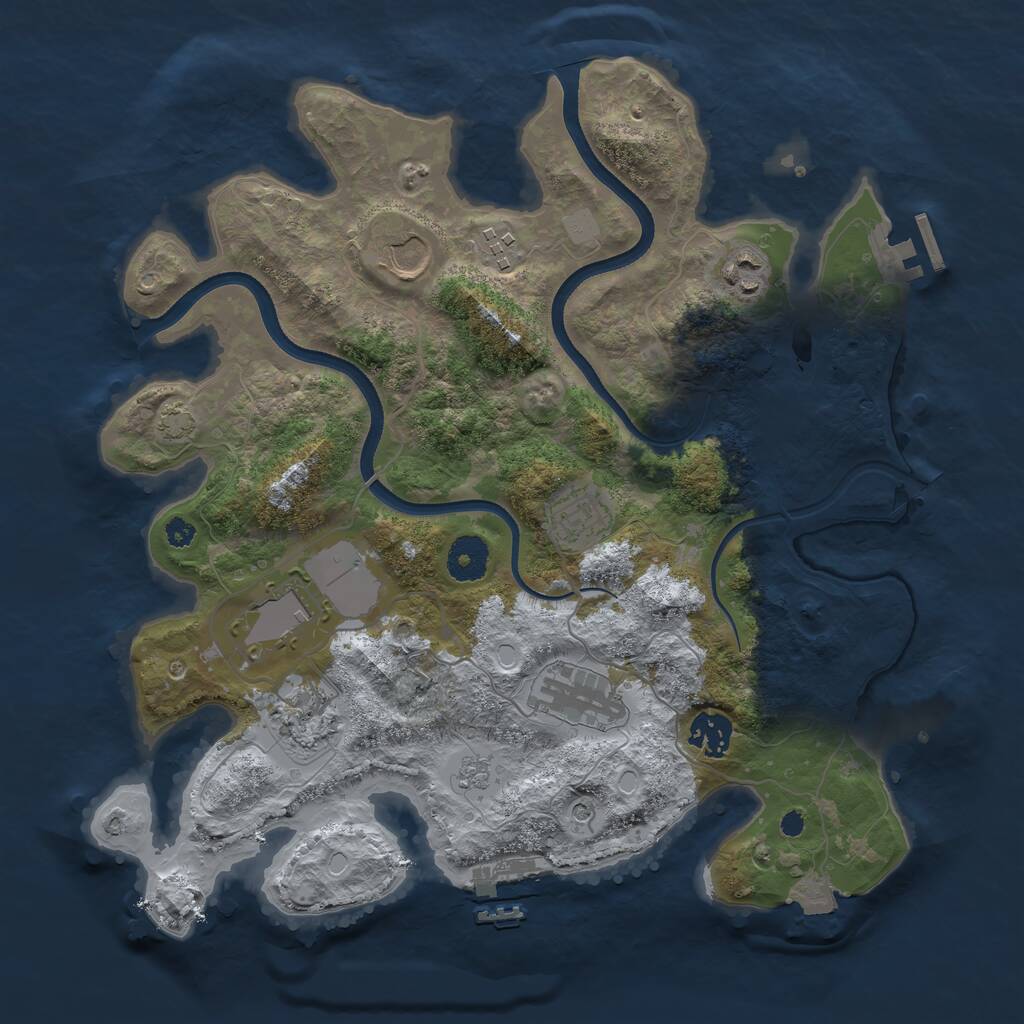 Rust Map: Procedural Map, Size: 3500, Seed: 1641843213, 14 Monuments