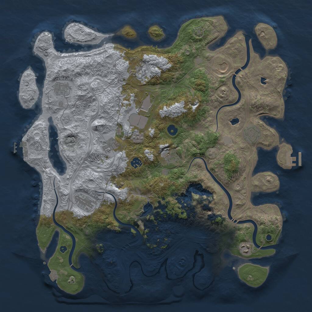 Rust Map: Procedural Map, Size: 4500, Seed: 301920060, 17 Monuments