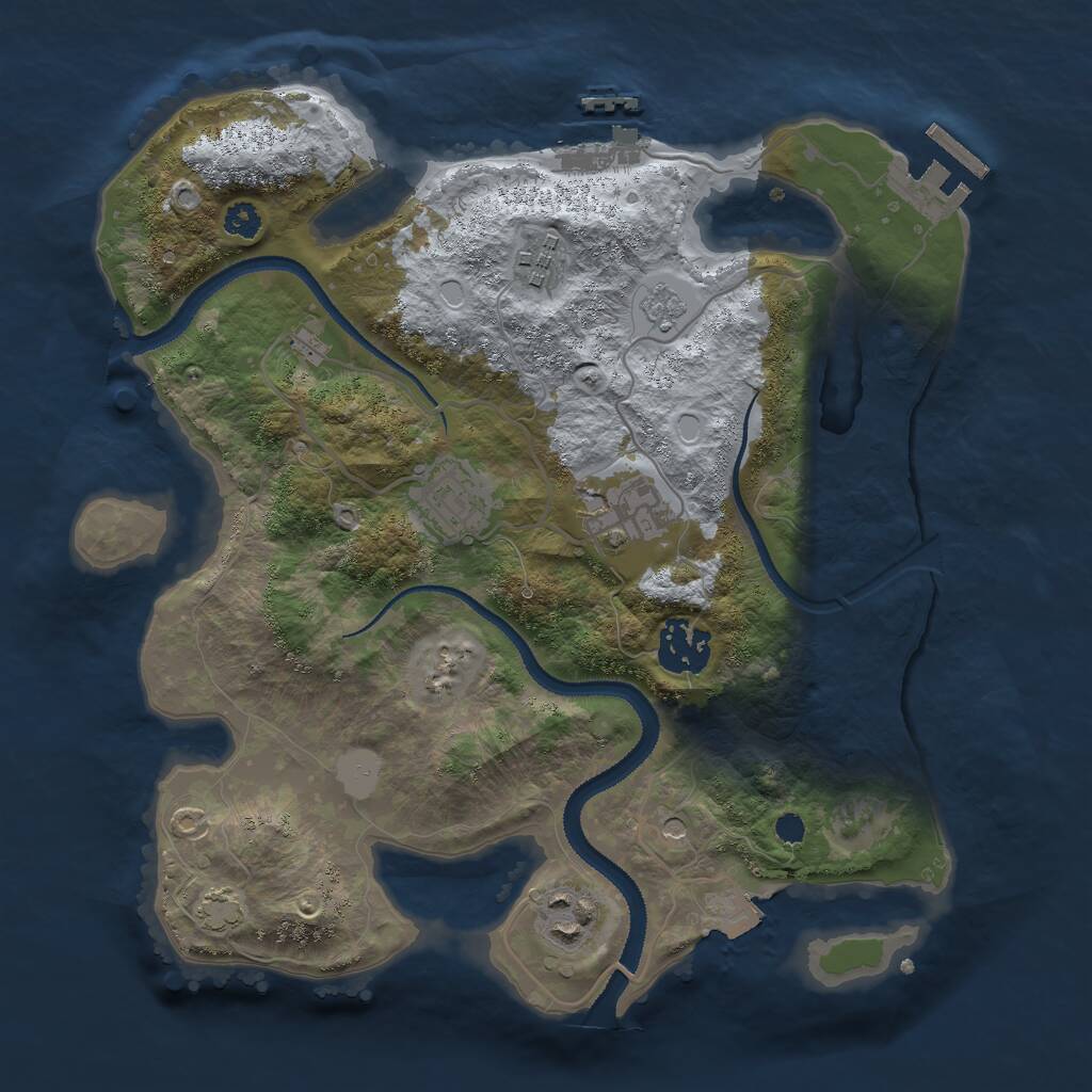Rust Map: Procedural Map, Size: 3000, Seed: 1019293232, 11 Monuments
