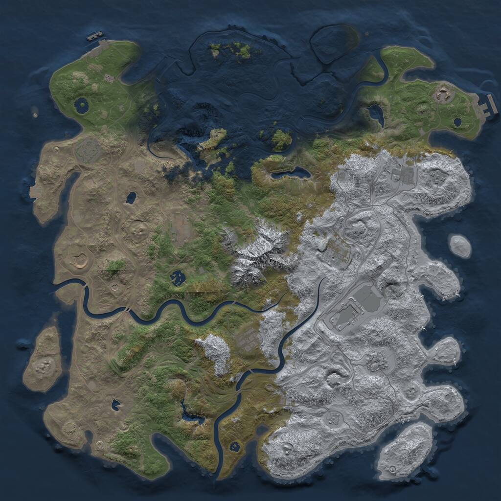 Rust Map: Procedural Map, Size: 5000, Seed: 884124999, 17 Monuments