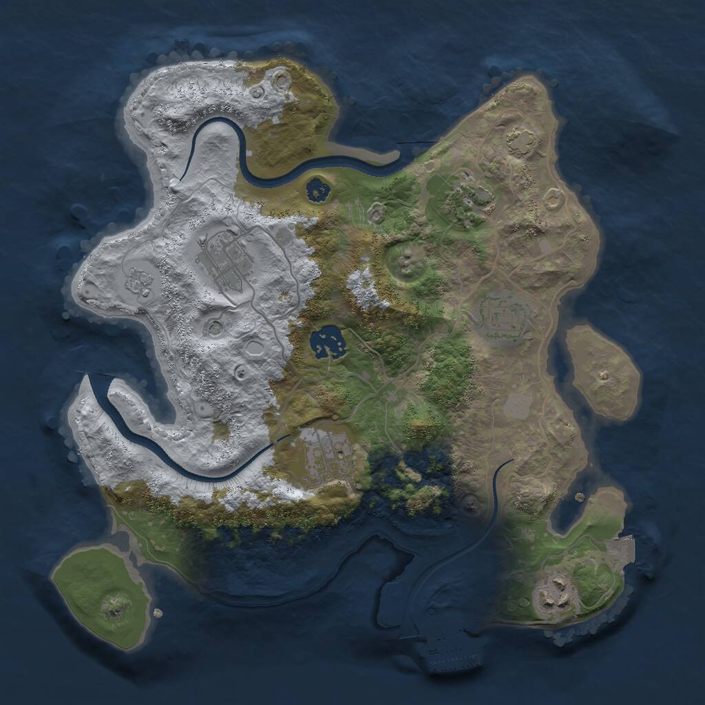 Rust Map: Procedural Map, Size: 3000, Seed: 2910756, 11 Monuments