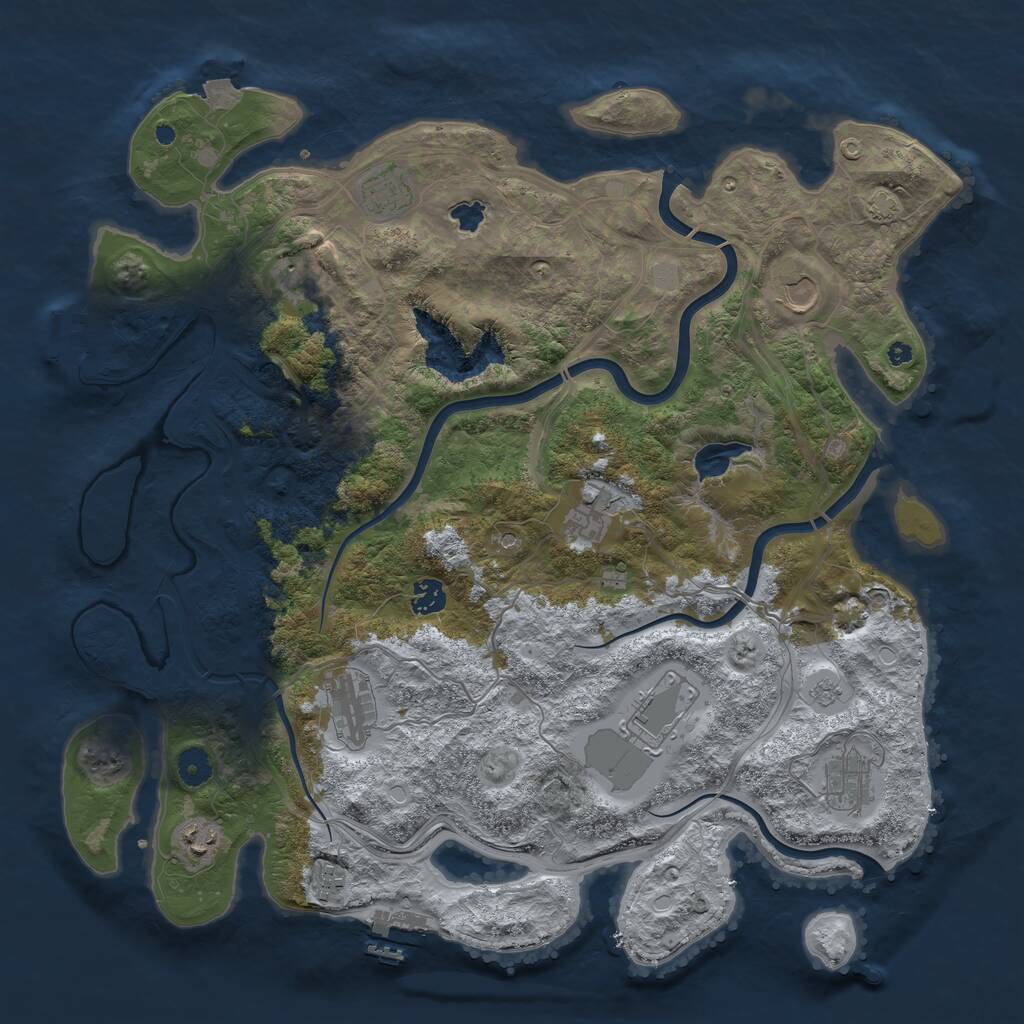 Rust Map: Procedural Map, Size: 4250, Seed: 1367973291, 16 Monuments