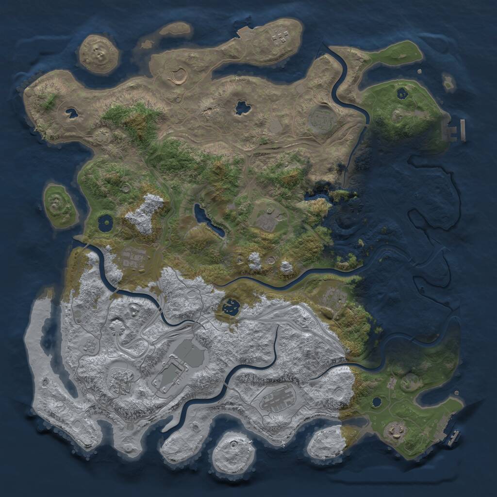 Rust Map: Procedural Map, Size: 4500, Seed: 1534247618, 17 Monuments