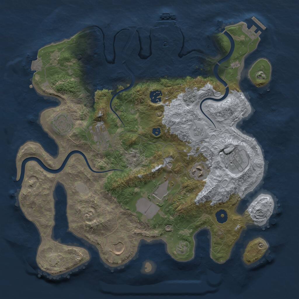 Rust Map: Procedural Map, Size: 3500, Seed: 1151428115, 14 Monuments