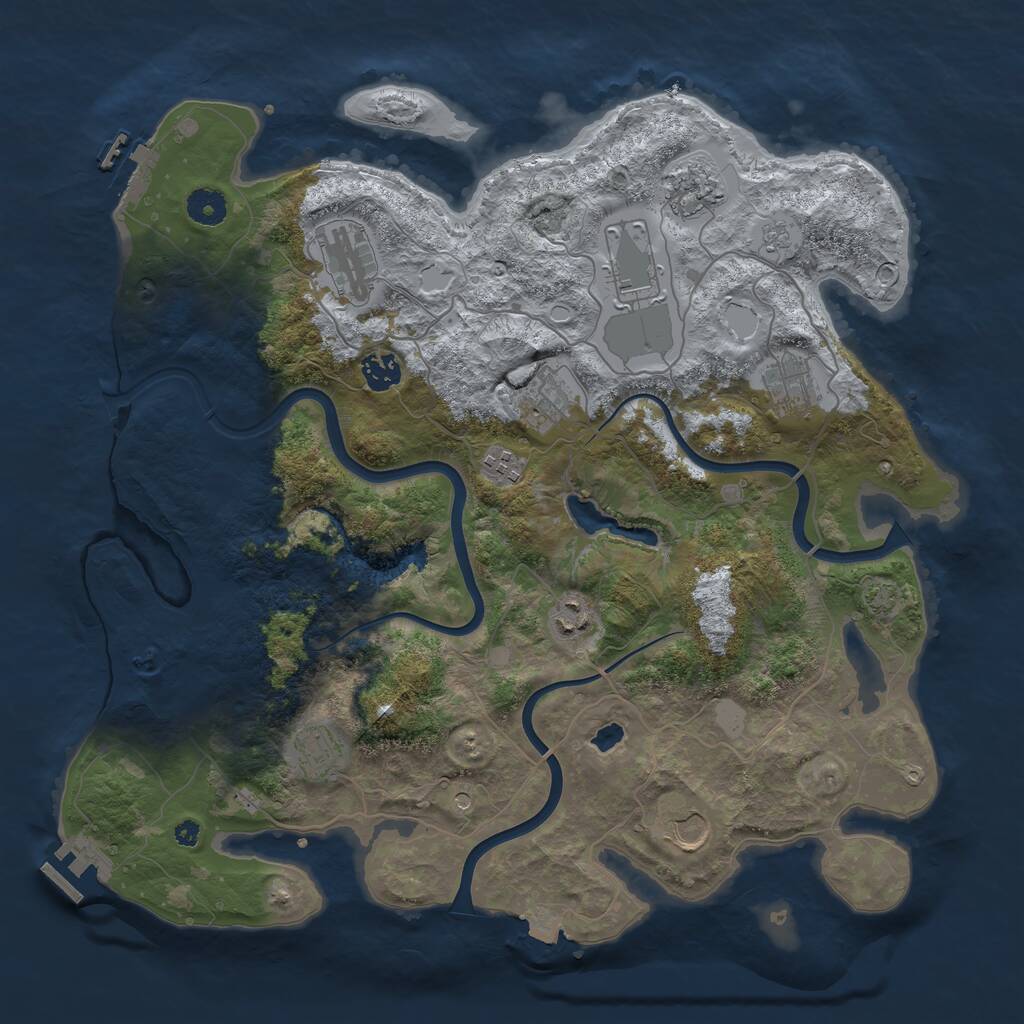 Rust Map: Procedural Map, Size: 4000, Seed: 532789923, 16 Monuments