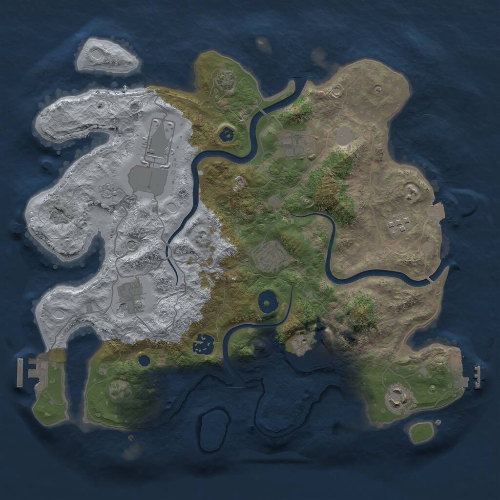 Rust Map: Procedural Map, Size: 3500, Seed: 1081414513, 14 Monuments